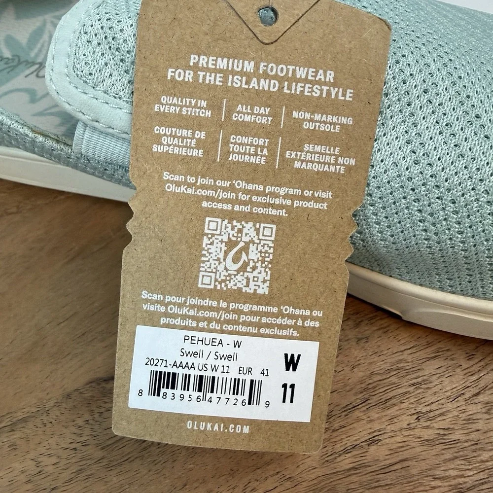 New NWT Womens Olukai Pehuea Woven Blue Casual Sneakers Shoes Size 11‎ M